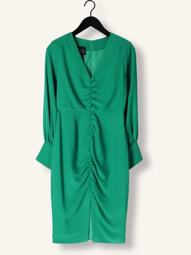 Access Ruched Dress With V Neckline Dames - Jurk - Groen