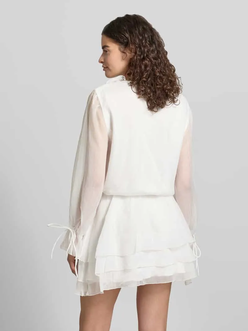 Gina Tricot mini-jurk met ruches en V-hals offwhite, foto 3