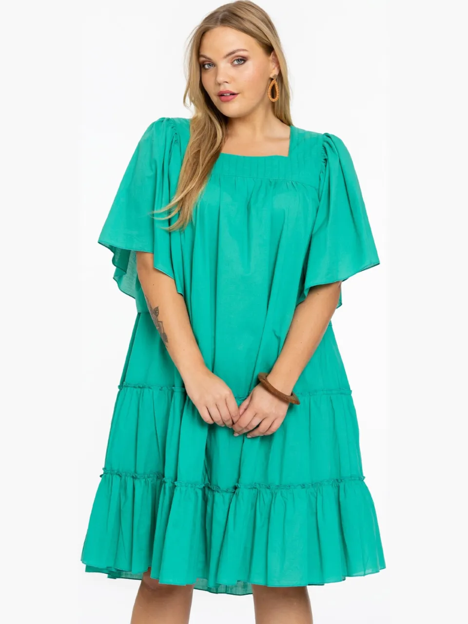 Yoek Jurk met volants SOFT | Groen