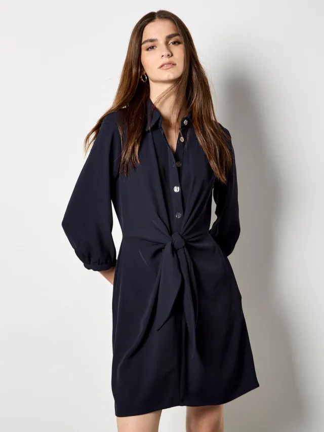 Apricot Mini-jurk met strik aan de voorkant marine