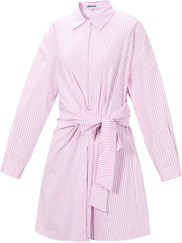 Gimme Knotted Blouse Dress – Casual Blousejurk met Knoopdetail – Trendy Outfit voor een Verzorgde Look - Roze