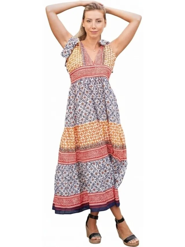 Isla Bonita By Sigris Lange Jurk Isla Bonita By Sigris Lange Midi-Jurk Multicolour