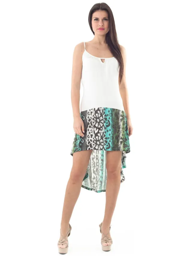 Conquista Contrast print hoog laag jurk Wit