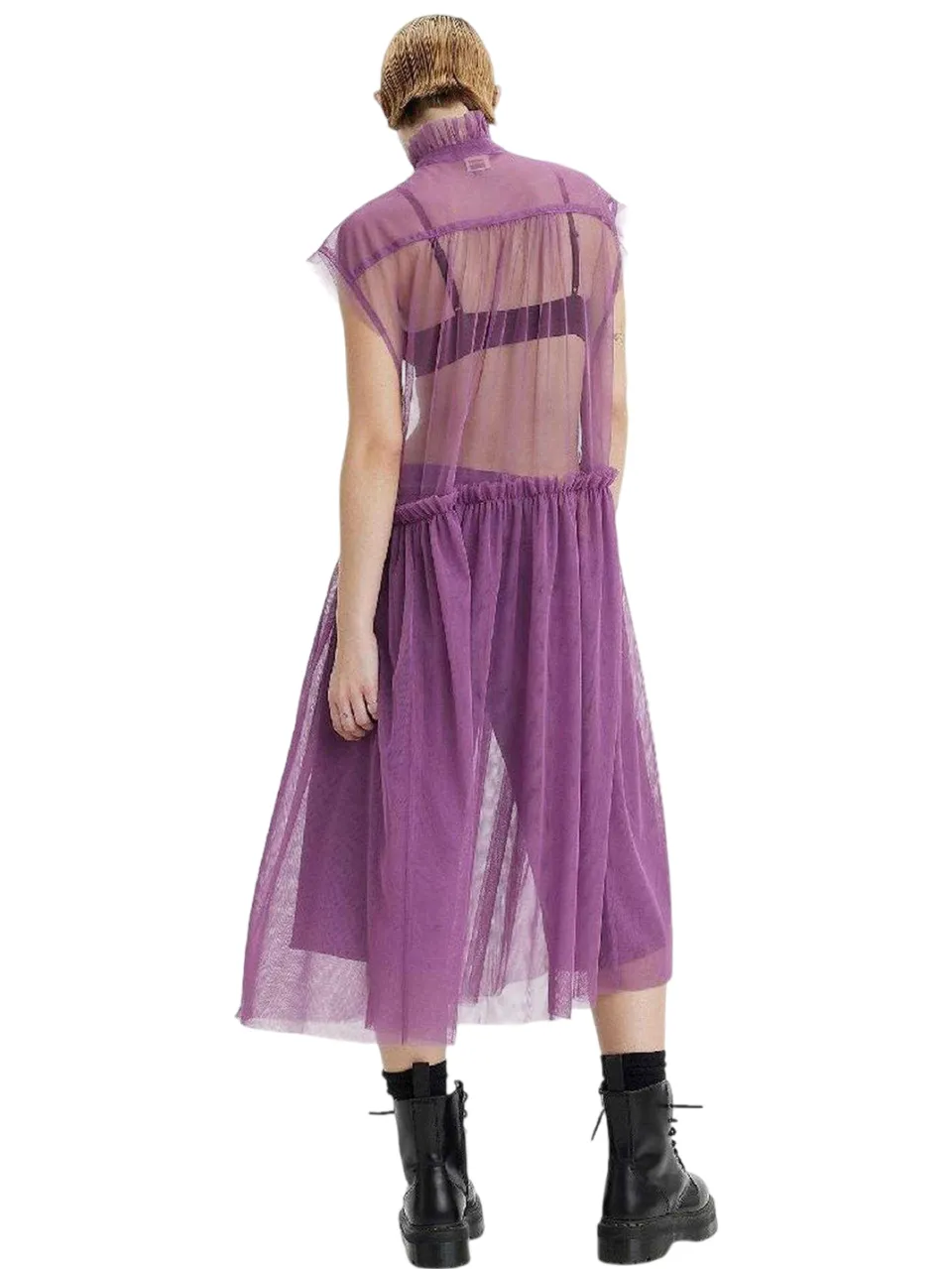 Levi's Levis Dames Radical Sheer Banded Collar Mouwloze Midi-Jurk (Paars)