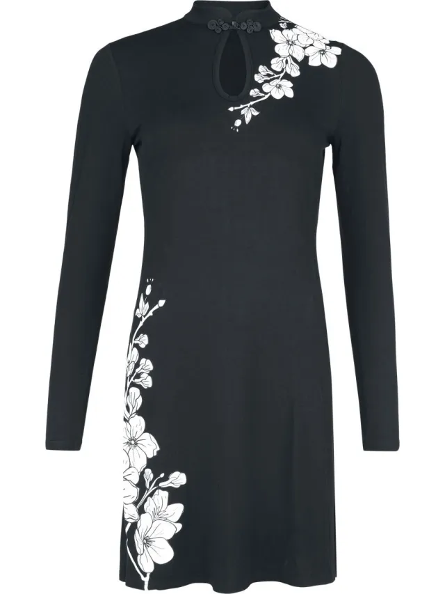 Pussy Deluxe Asia Dreams Blossom Dress Dames Mini-jurk - zwart