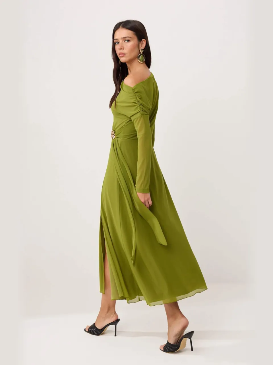 Trendyol TRENDYOLMİLLA Dames Groen Geruit Maxi Lang Casual A-lijn Jurken, foto 2