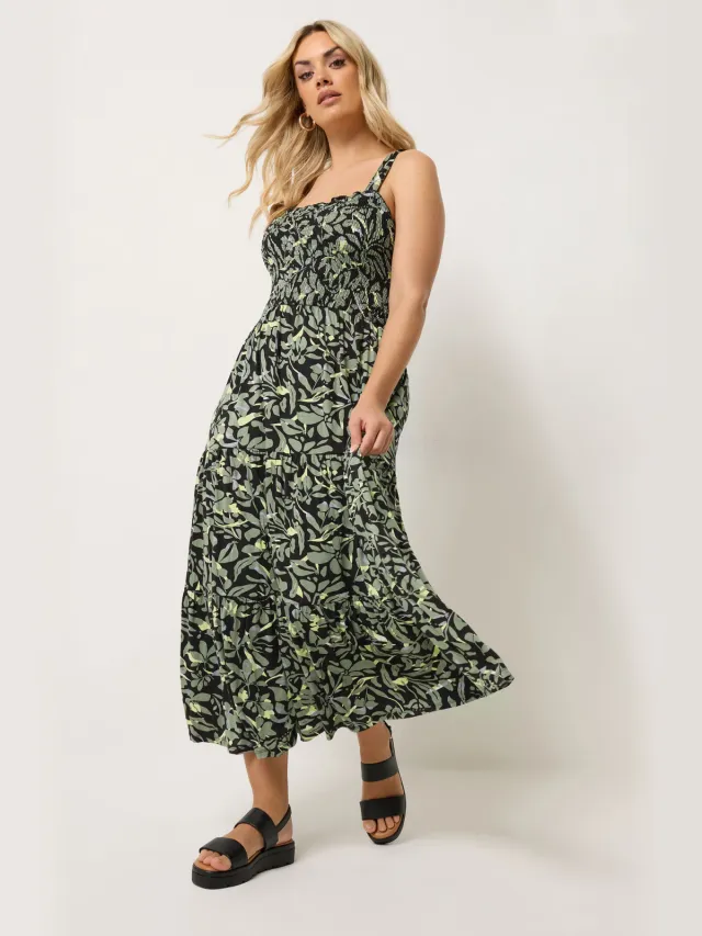 Yours Zwarte Midijurk Met Smockwerk-56 Black