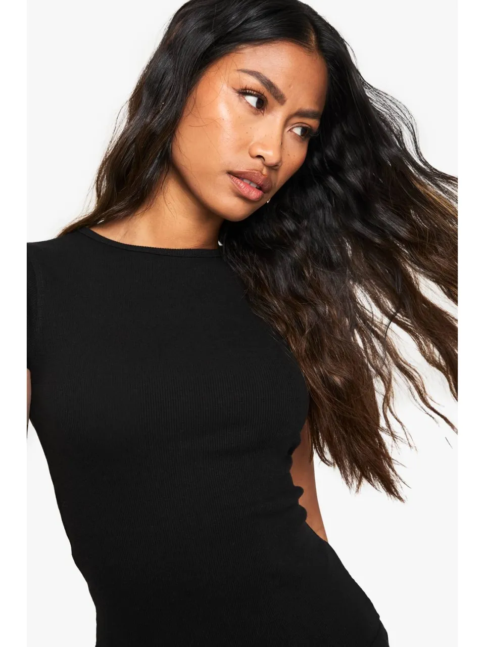 boohoo Dames Ronde Hals Cap Mouw Mini Jurk zwart, foto 3