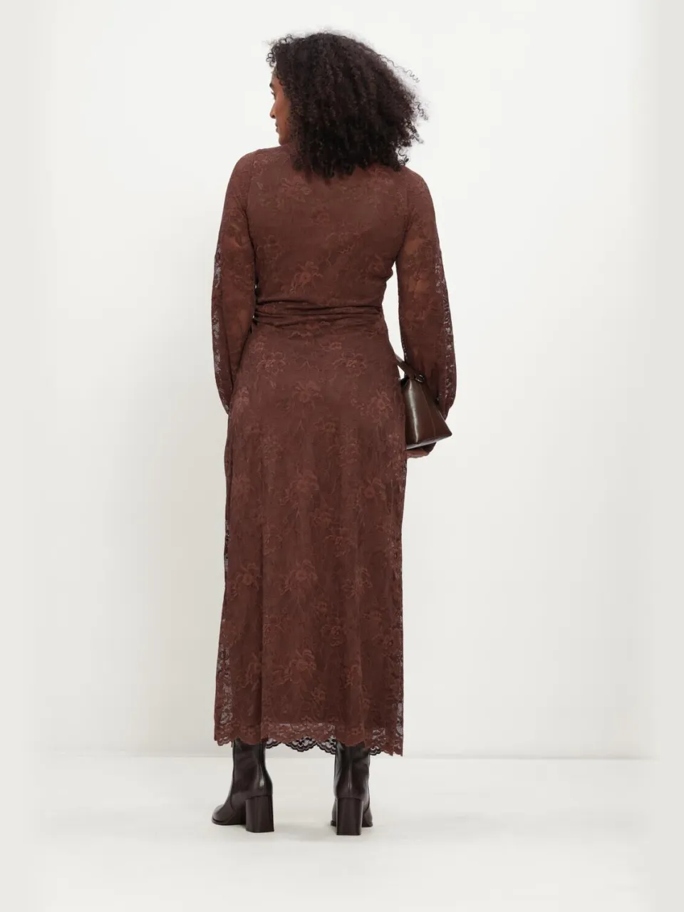 POM Amsterdam Anna kanten midi-jurk bruin, foto 3