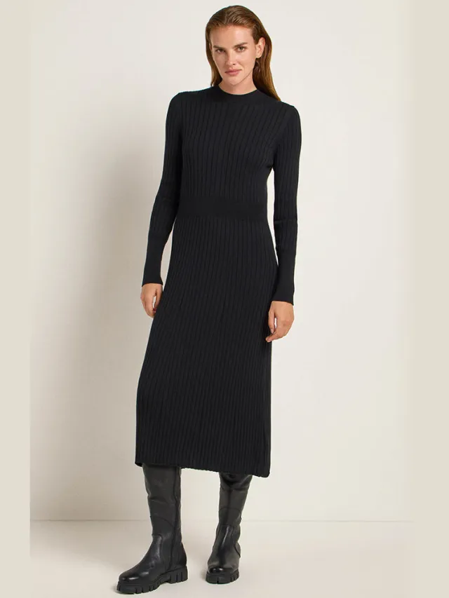 LANIUS dames vegan Jurk Structure Zwart, foto 2