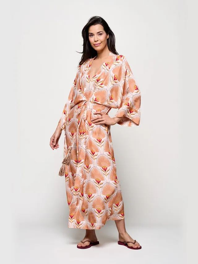 Mart Visser Caroline Tensen Islay Kimono Jurk Zand / Multi