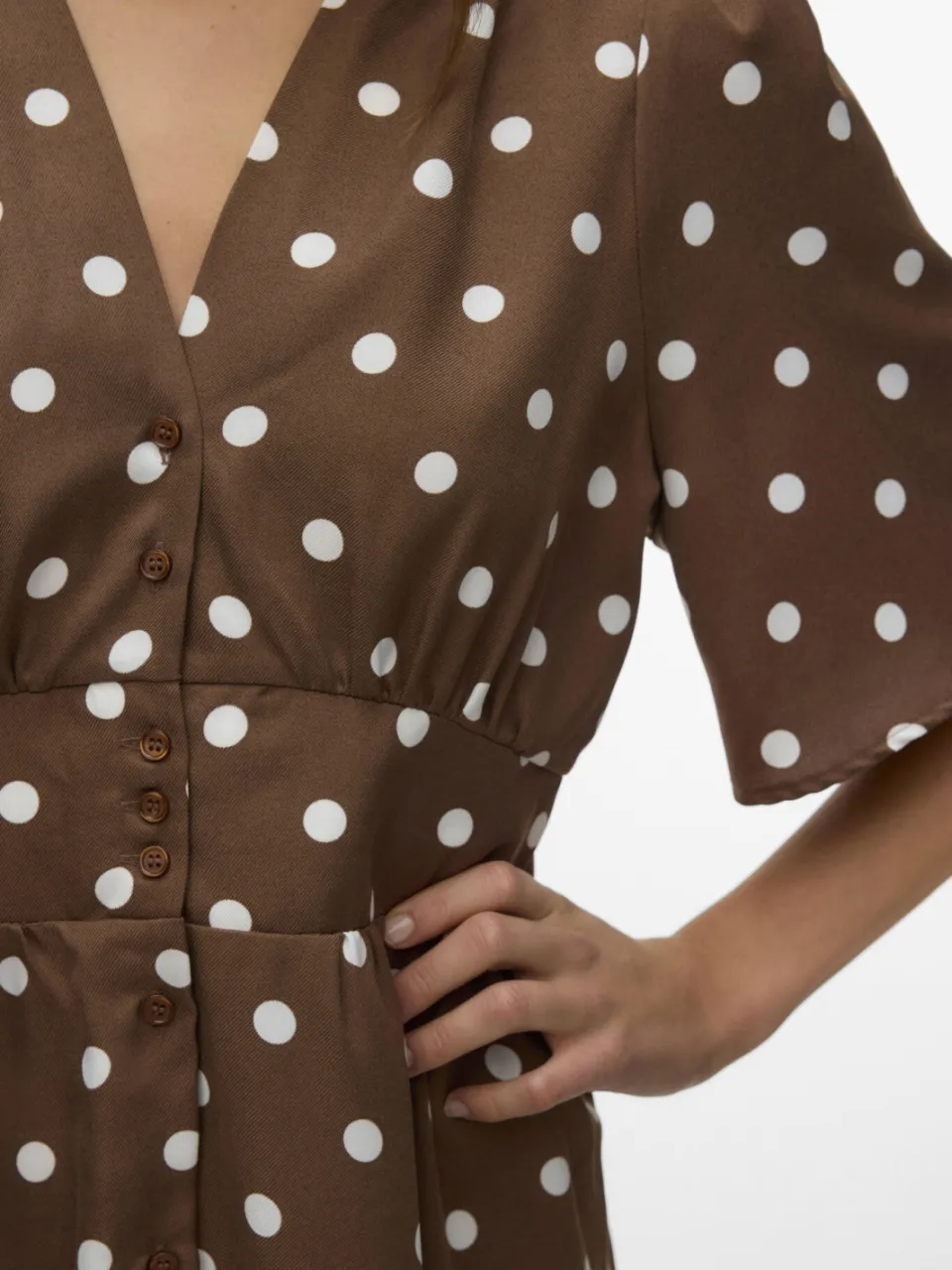 Vero Moda A-lijn jurk met stippen bruin, foto 5