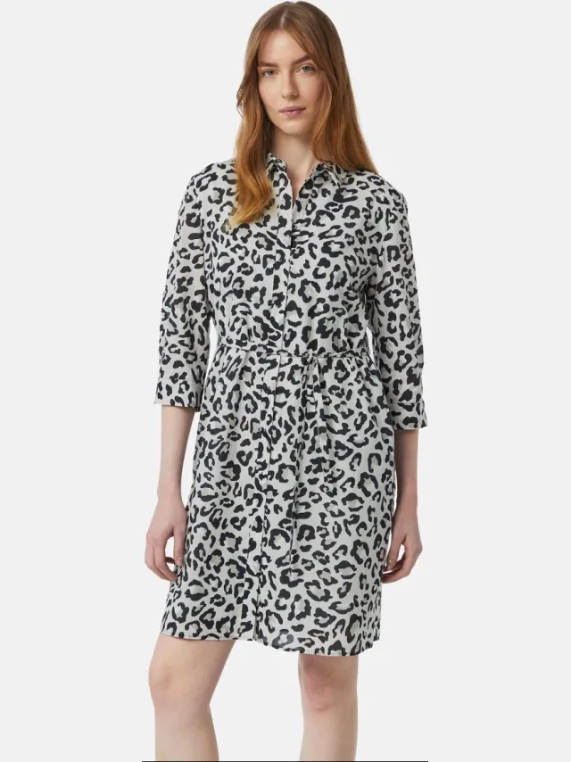 Comma female - Overhemdjurk met luipaardprint en steekzakken lichtgrijs