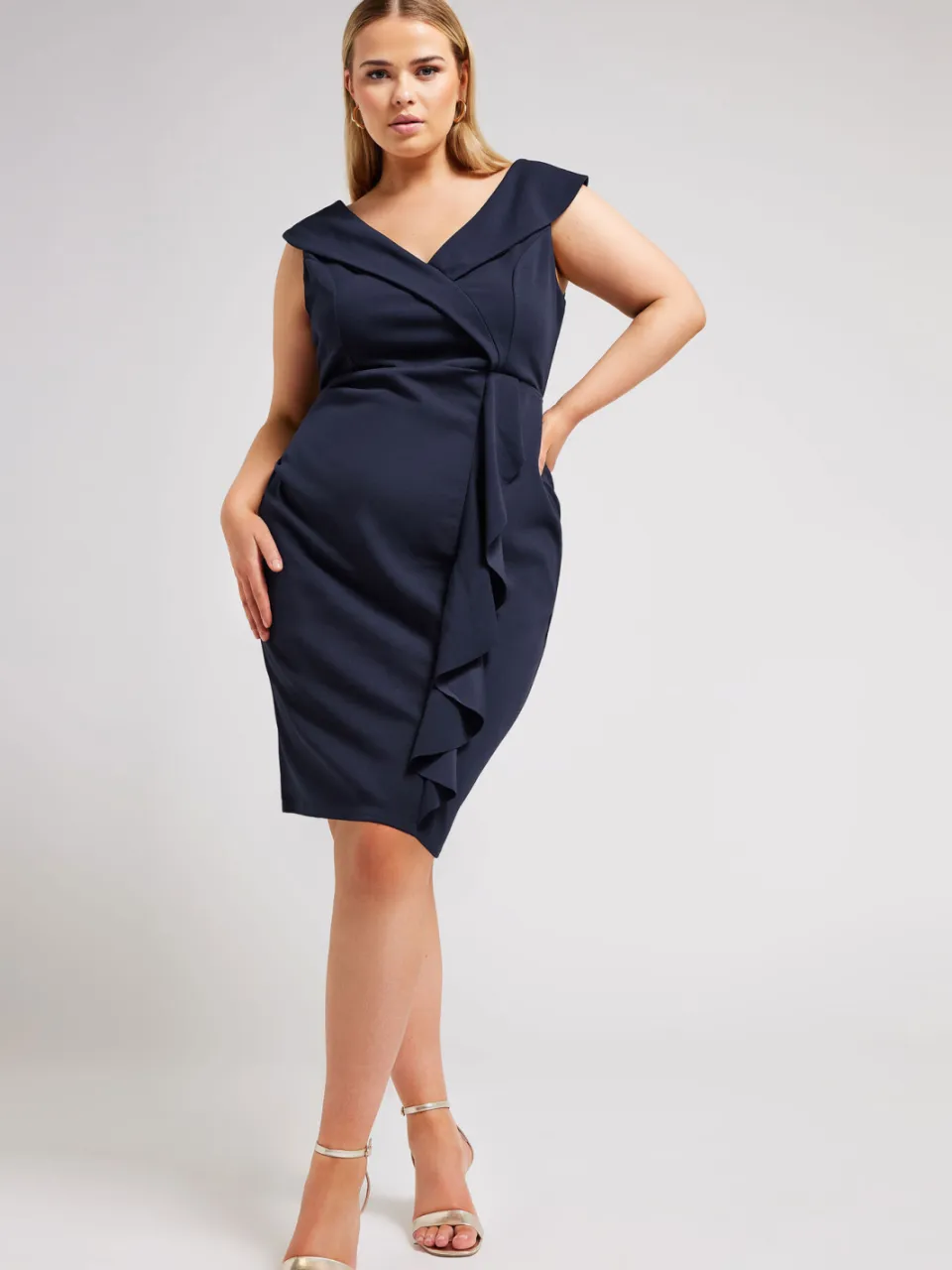 Yours London Minijurk In Smokingstijl Met Ruchedetail In Donkerblauw blauw, foto 2