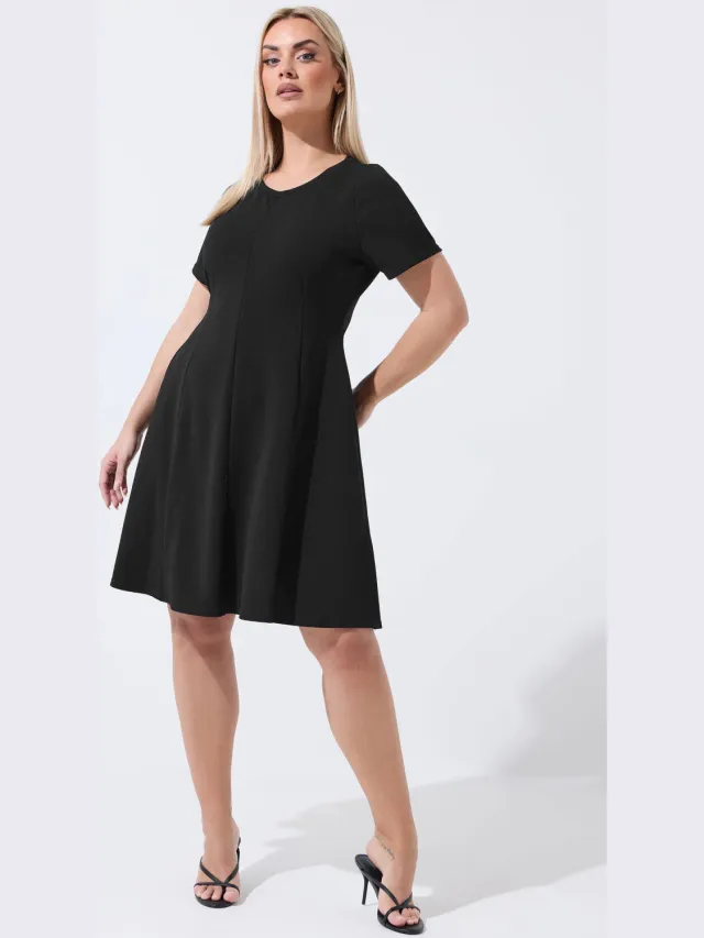 Limited Collection Zwarte Skaterjurk Met Plooien Black