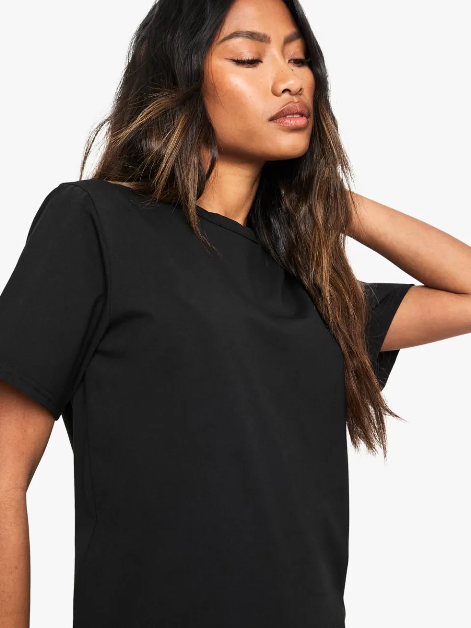 boohoo Dames Frill Hem Smock T-shirt Dress zwart, foto 3