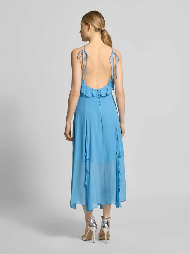 Jake*s Cocktail cocktailjurk van viscose met volants oceaanblauw, foto 3