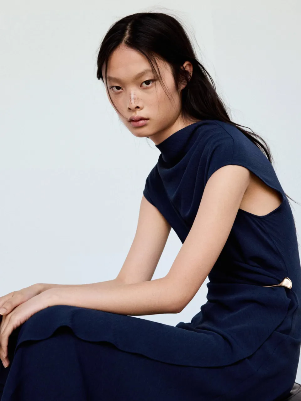 Mango midi jurk - donkerblauw, foto 4