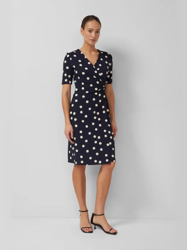 S.Oliver female - Elegante wikkeljurk met polkadots navy