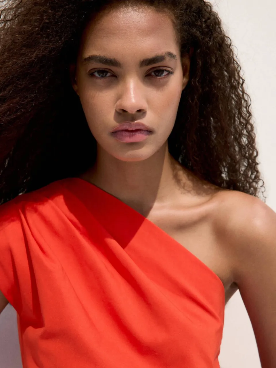 Mango one shoulder viscose jurk - oranje, foto 5