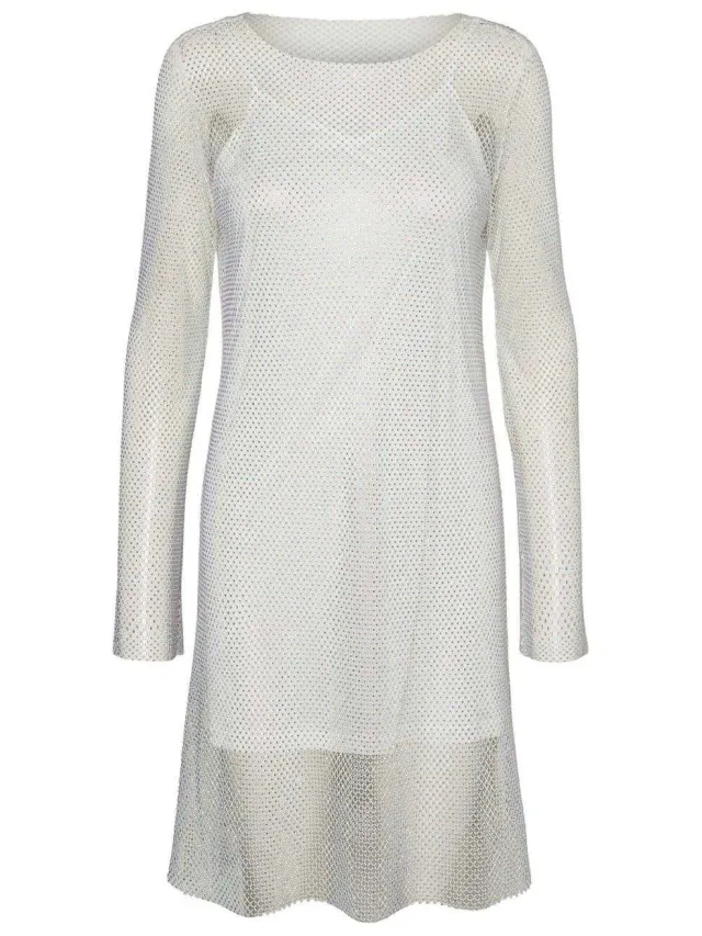 Vero Moda Dames Celine Mesh Crew Neck Mini Jurk (Sneeuwwit) wit, foto 2