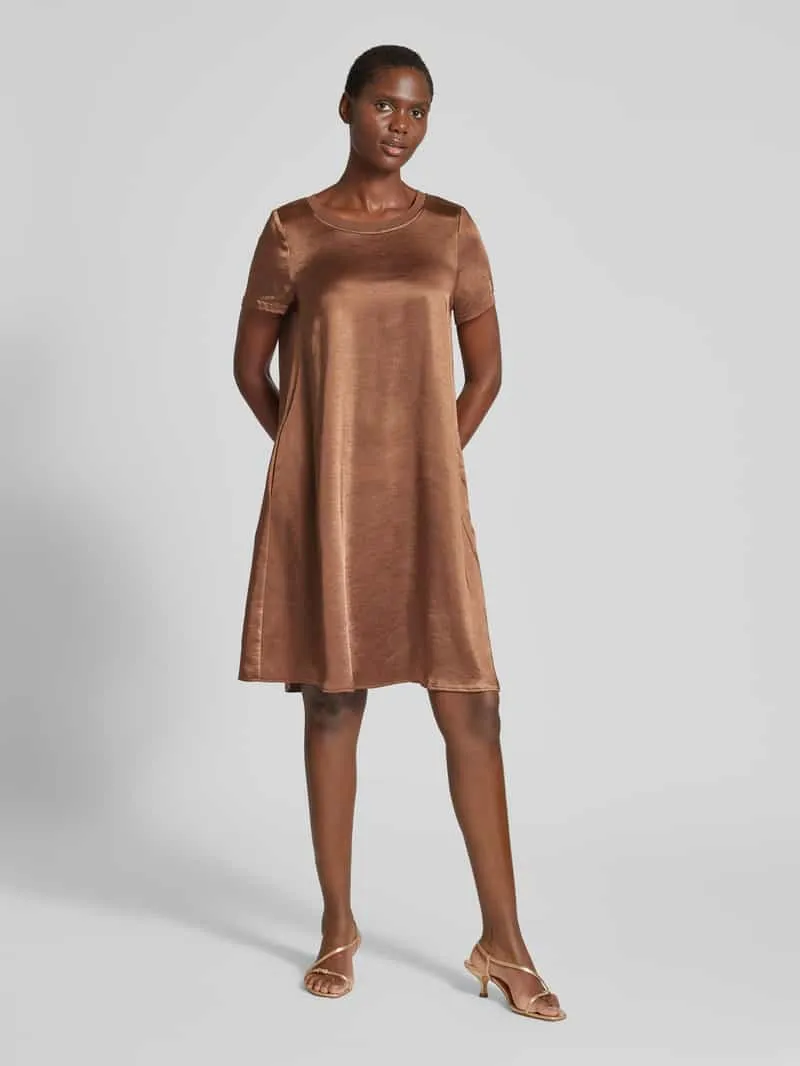 ROBE LÉGÈRE Knielange jurk met geribde ronde hals Cognac