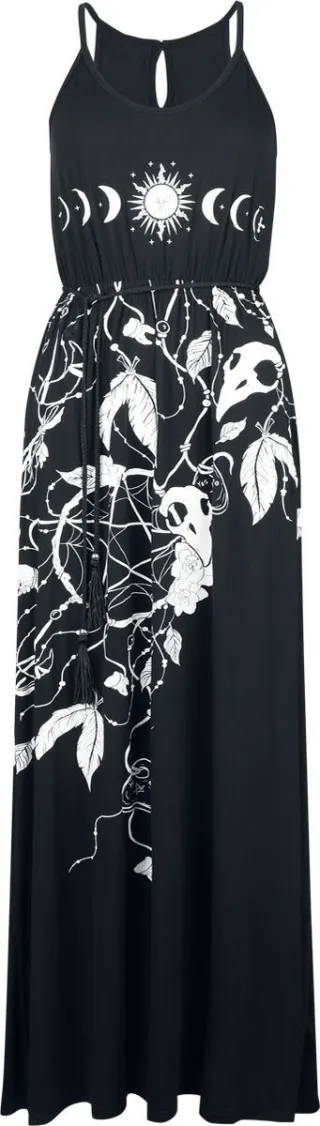 Gothicana zwarte maxi-jurk van aangenaam zacht materiaal - Dames