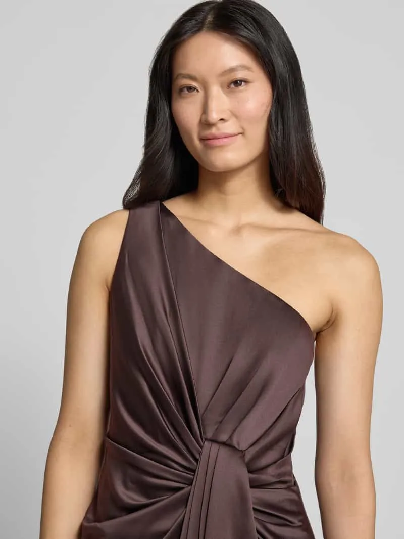 Adrianna Papell Avondjurk met one-shoulder band donkerbruin, foto 3