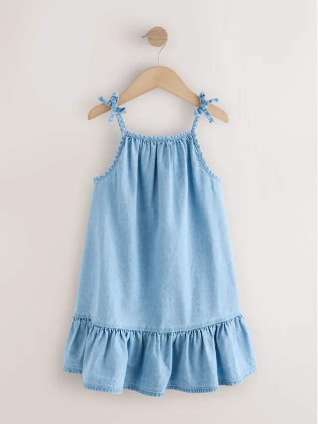 Next Meisjes - Jurk met wijde mouwen - Blauw Blue Denim