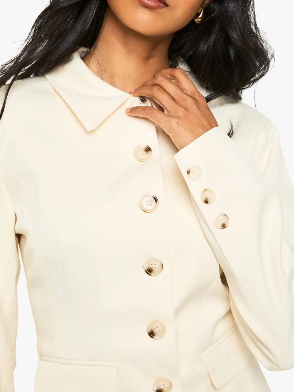 boohoo Dames Getailleerde Doorknoop Shirt Blazer Jurk crème, foto 4