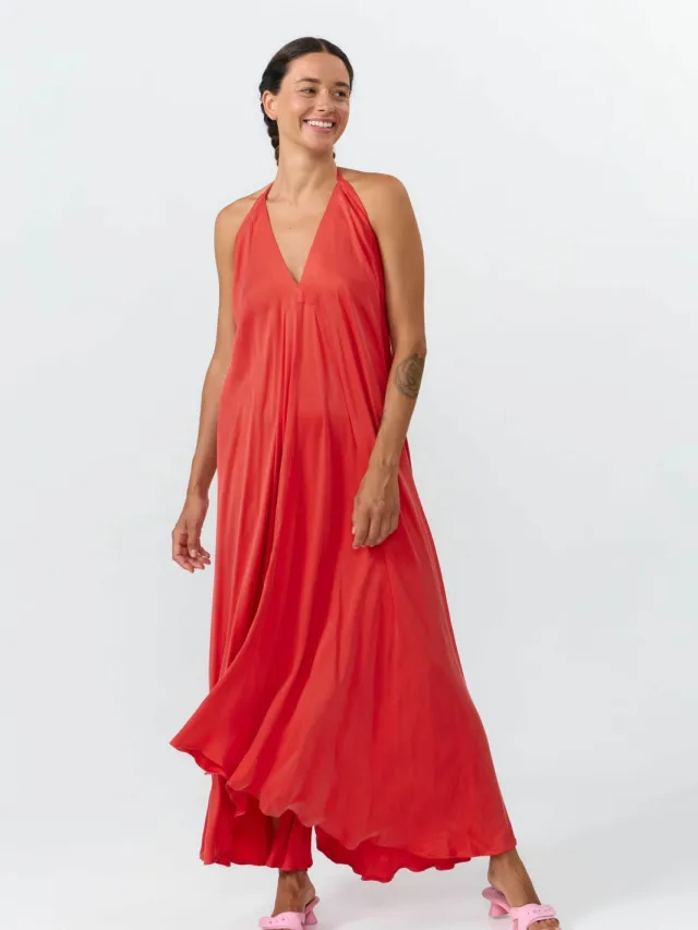SUITE13LAB dames vegan Jurk Mp Lang Rood