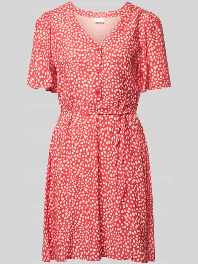 Vila Mini-jurk van viscose met korte knoopsluiting model 'GRACE' Rood