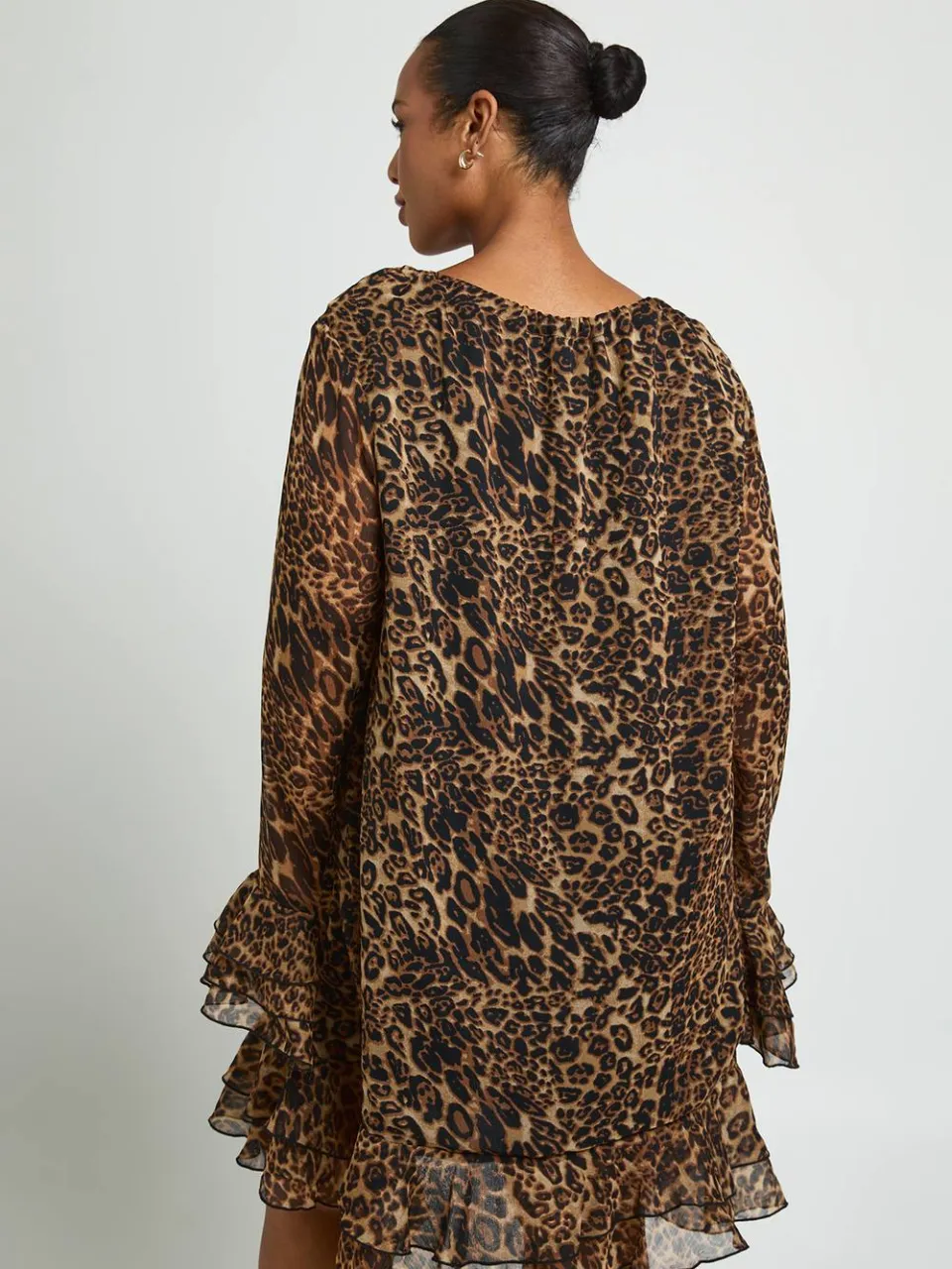 boohoo Dames Plus Luipaard Chiffon Smock Jurk luipaardprint, foto 3