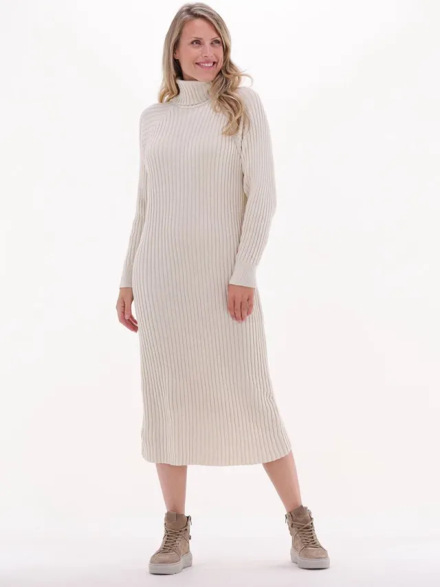 Y.A.S. Yasmavi Knit Midi Rollneck Dress Jurken - Beige