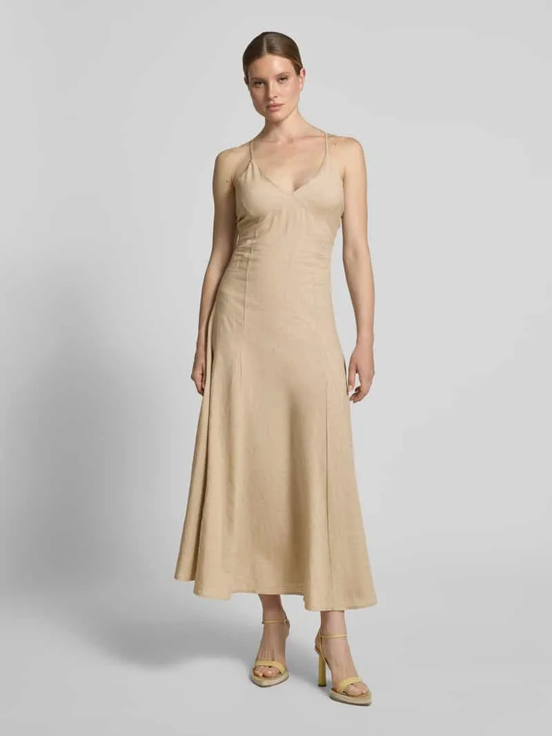 Rinascimento regular fit linnen jurk met viscose Beige