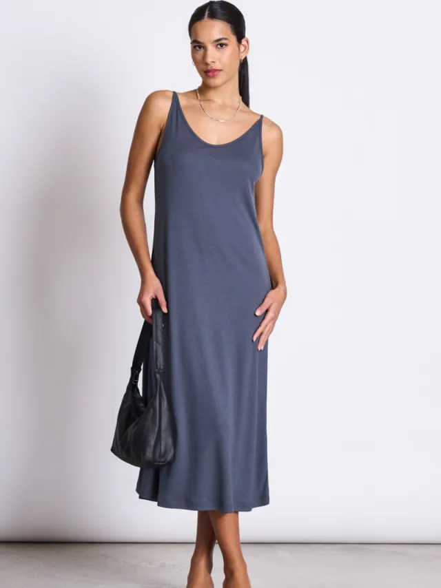 JAN N JUNE dames vegan Midi Jurk Triangle Grijs Blauw
