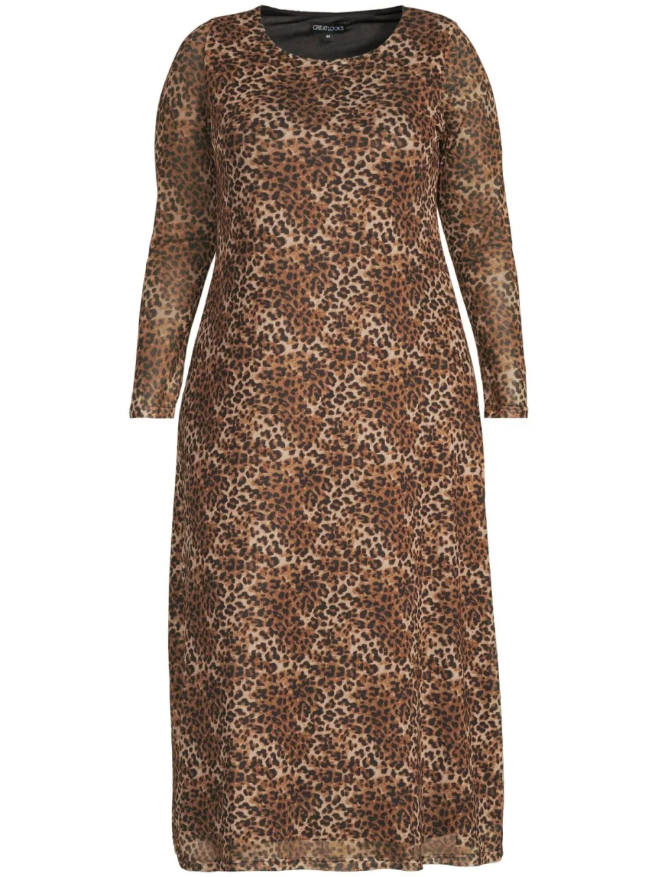 GREAT LOOKS mesh midi jurk panterprint bruin, foto 2