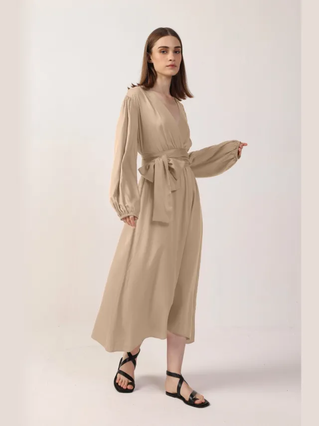 Neu Nomads dames vegan Jurk Rachel Lange Mouw Goud