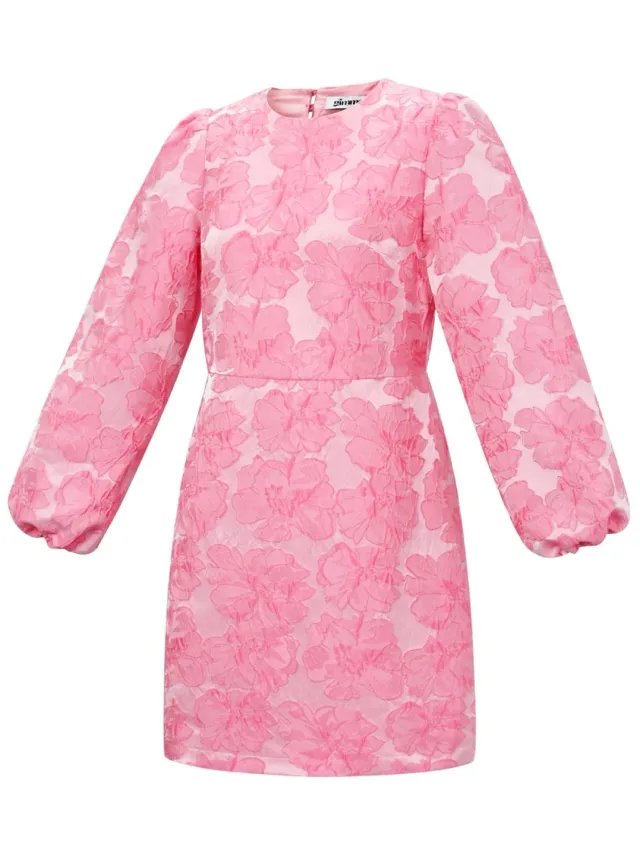 YW YEHWANG Dames jurk met bloemenprint en uitsparing - luchtige zomerjurk van polyester Roze