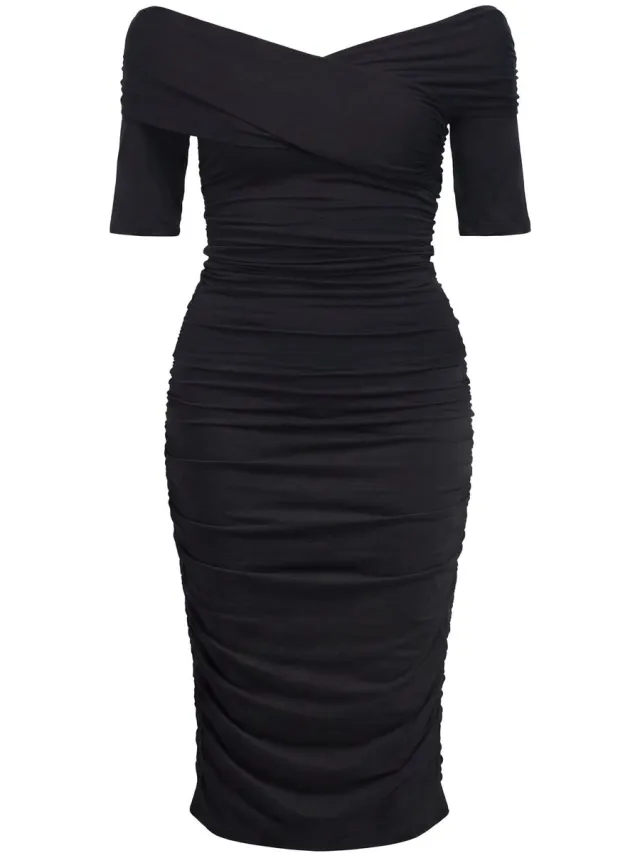 OBJECT COLLECTORS ITEM Object Jurk Off-shoulder ruches black1