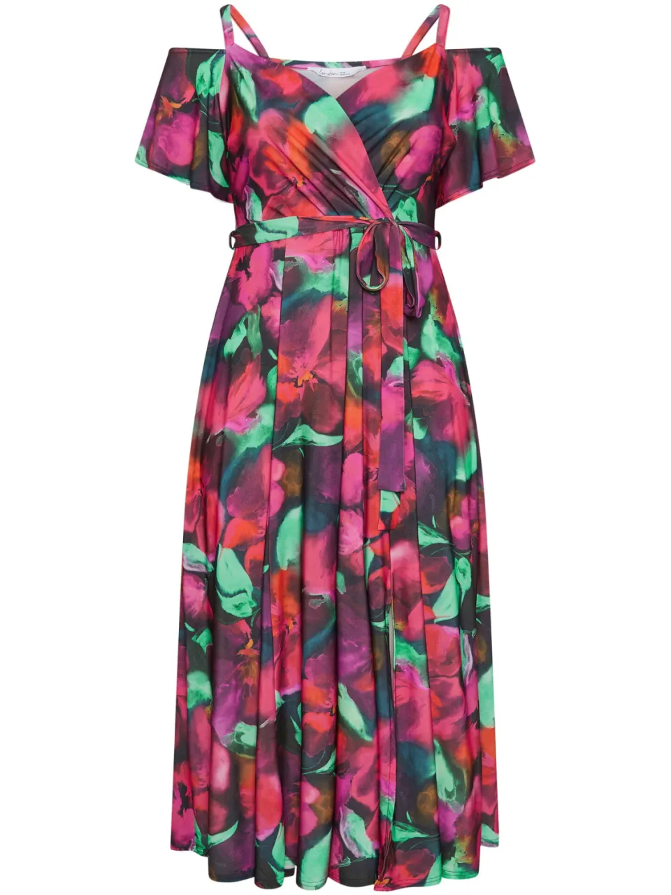 Yours London Maxijurk Met Abstracte Bloemenprint En Blote Schouders rood, foto 4