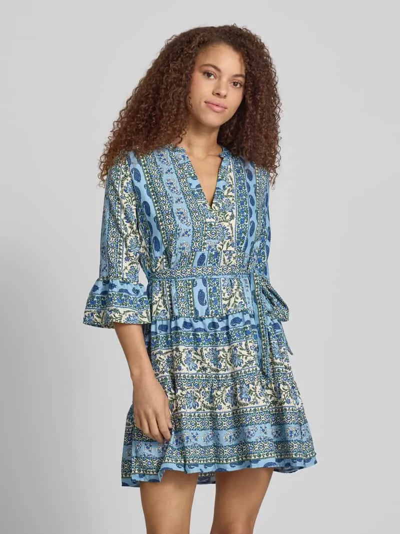 Only Losvallende vrijetijdsjurk met tailleriem om te strikken model 'SINA' Bleu