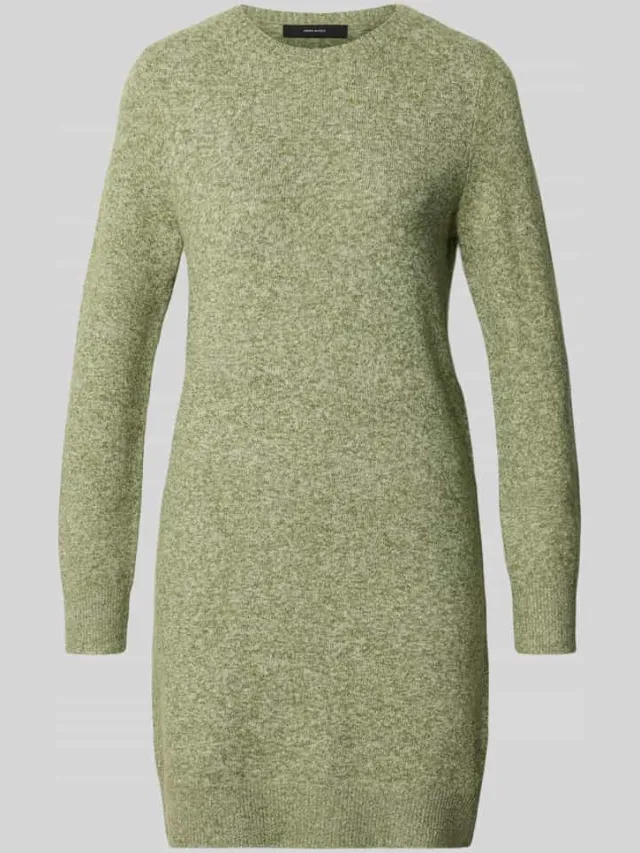 Vero Moda Getailleerde tricotjurk met ronde hals model 'DOFFY' groen gemêleerd, foto 2