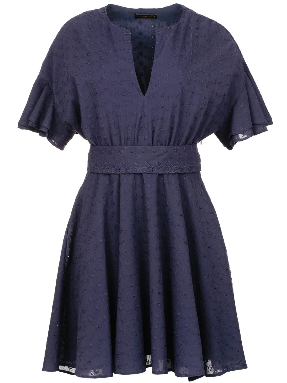 Conquista Donkerblauwe Geborduurde Jurk met Ruches Mouwen blauw/marineblauw, foto 2