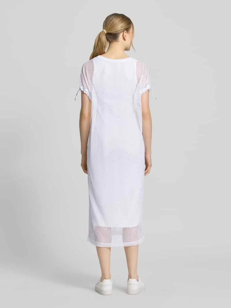 Marc Cain Semi-transparante midi-jurk met ronde hals wit, foto 3