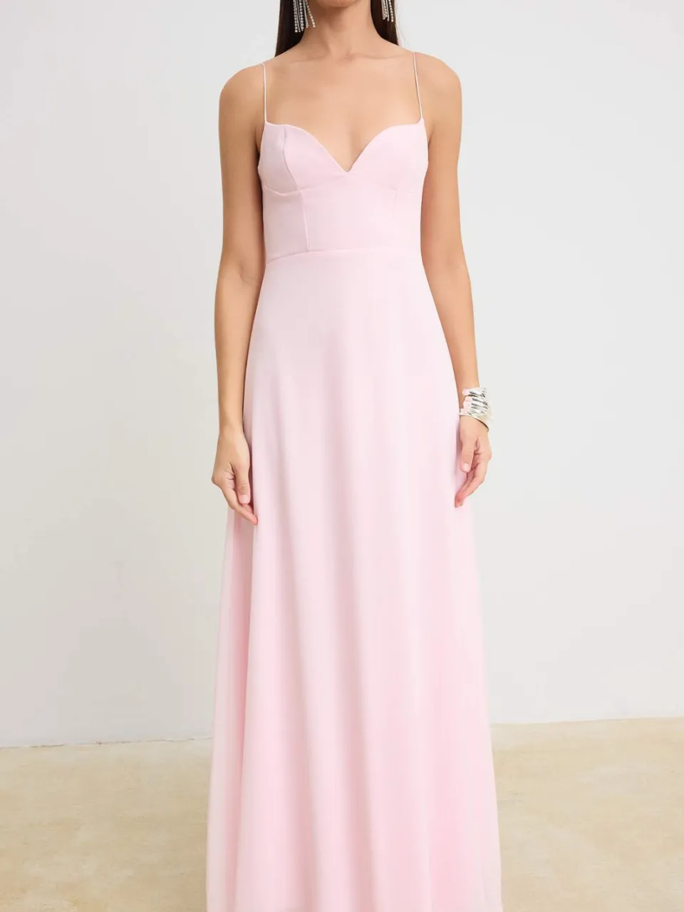 Trendyol TRENDYOLMİLLA Dames Roze Effen Maxi Mouwloos A-lijn Avond & Gala Jurk, foto 2