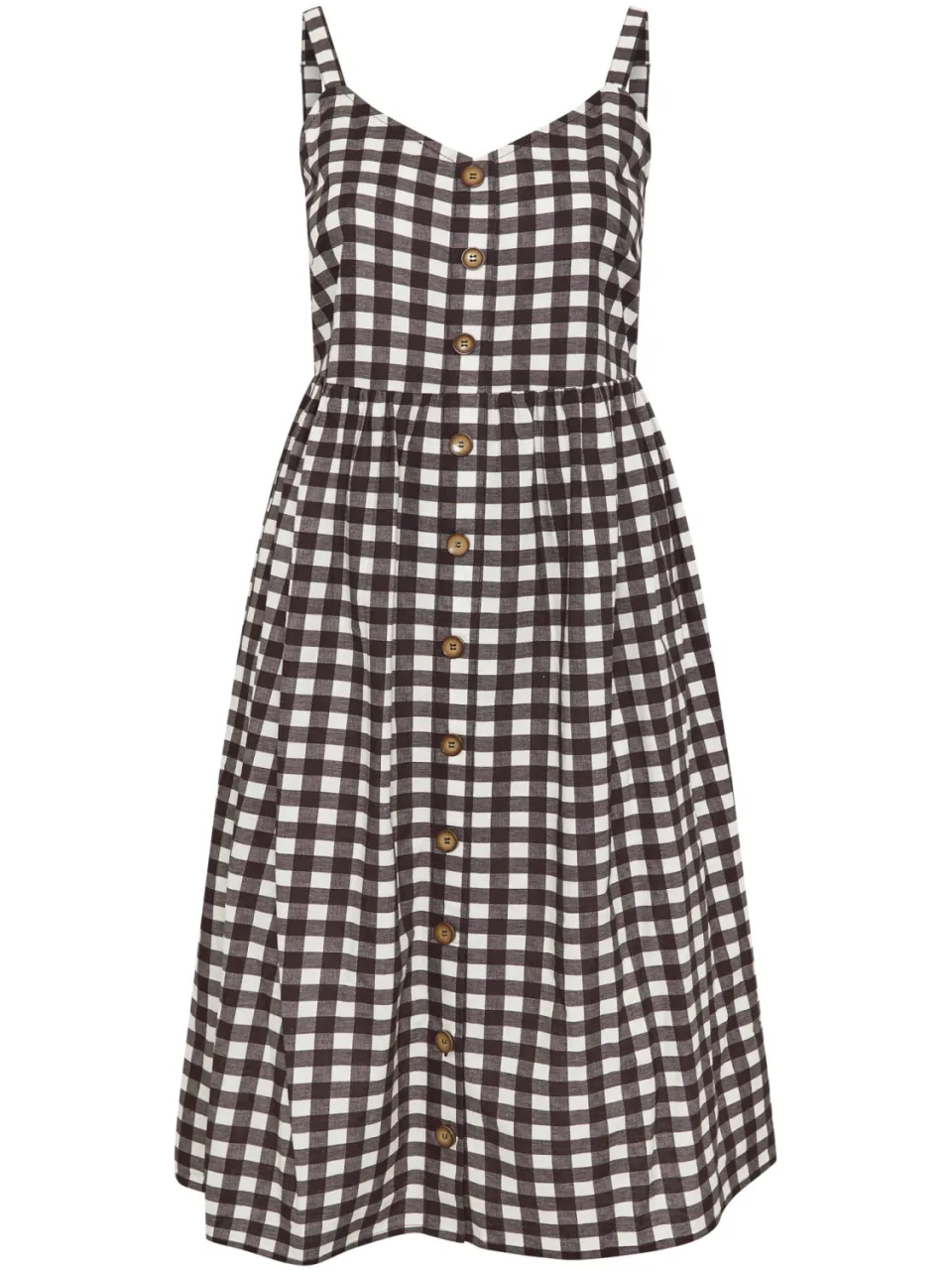 Yours Chocoladebruine Gingham Linnen Jurk, foto 4