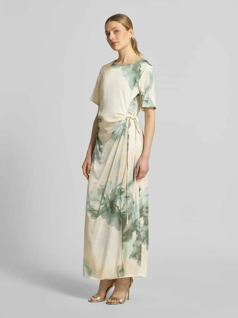 MbyM Maxi-jurk in wikkellook met vetersluiting model 'Kylar' beige, foto 4