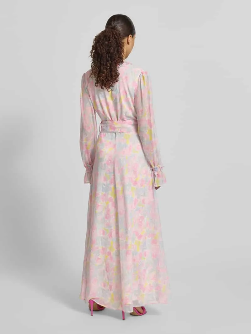 Vila maxi-jurk met riem en ruches model 'EMMA' lichtroze, foto 3