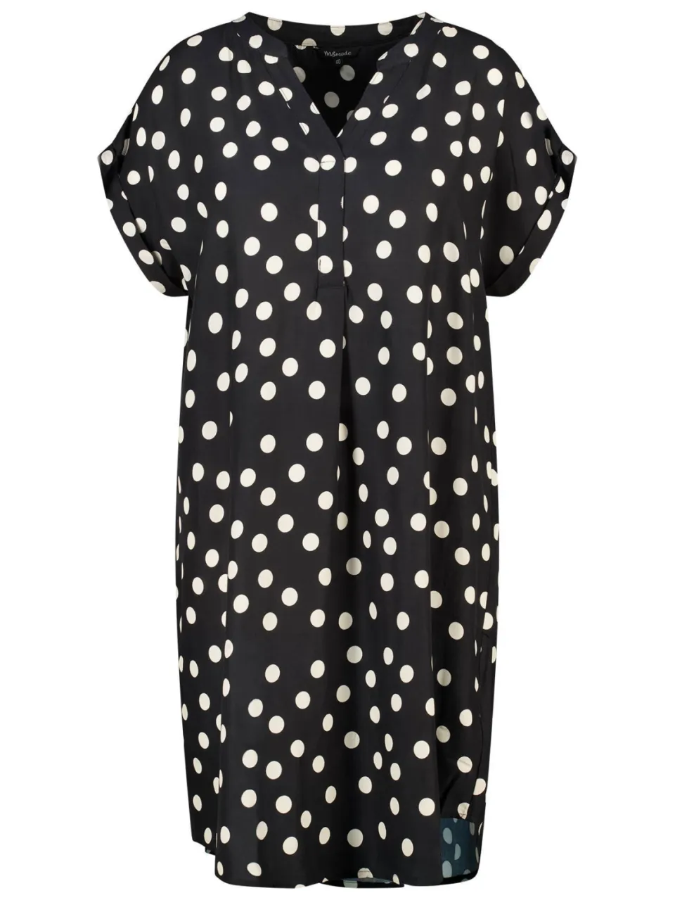 MS Mode viscose zomerjurk met plooien en stippen Plus Size - bruin, foto 2